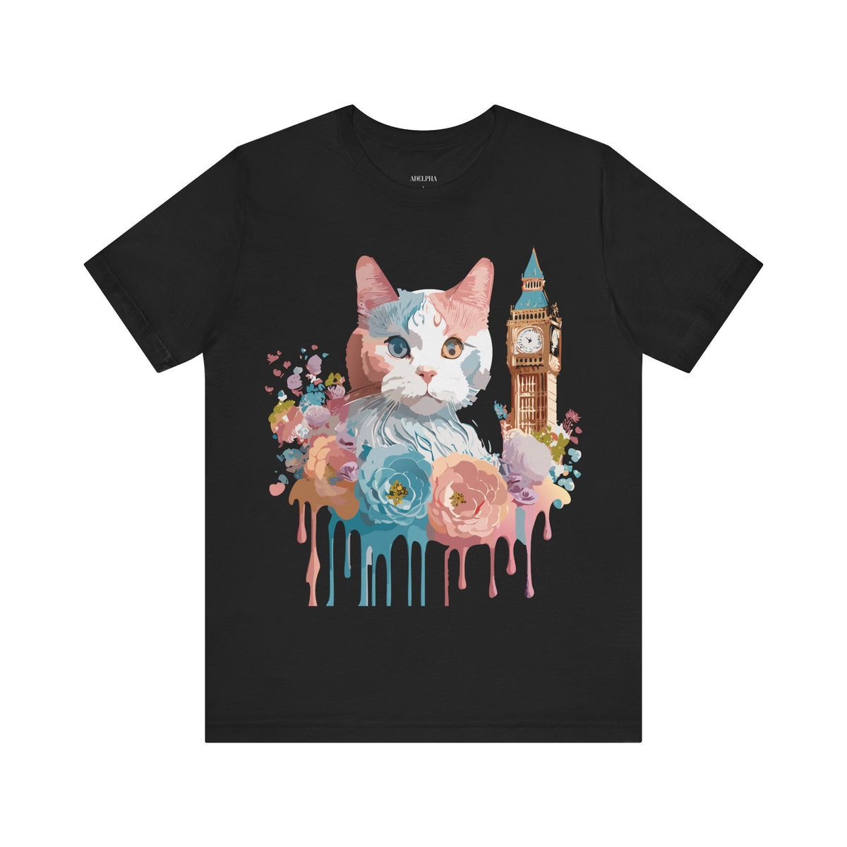 Cat Graphic Unisex Cotton Bella+Canvas Tee with Art Animal Design e100