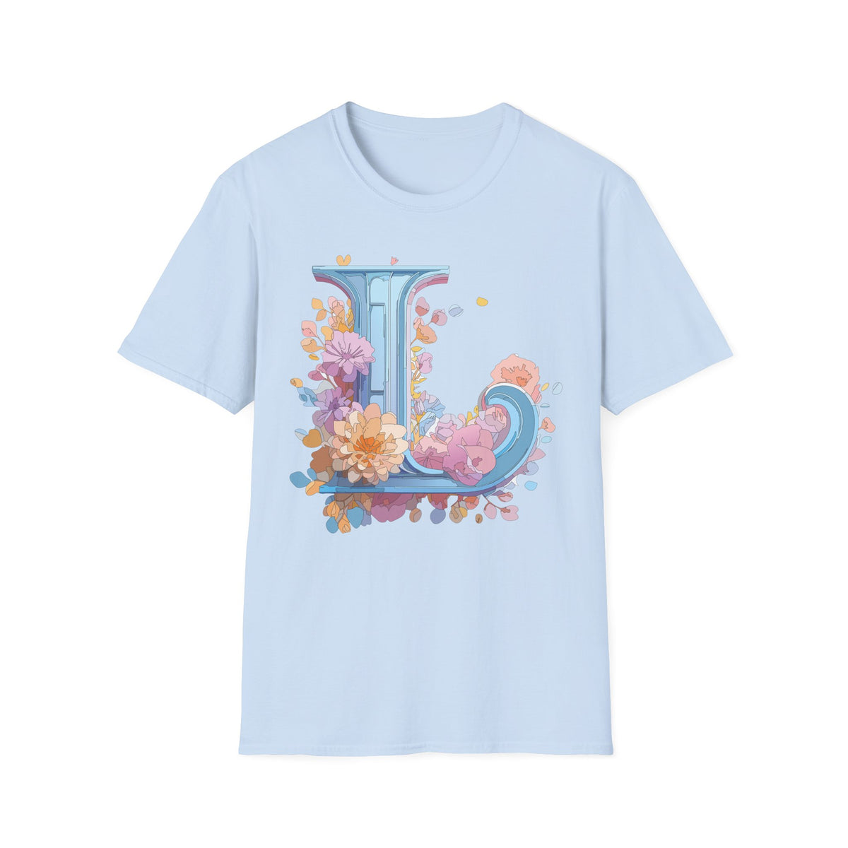 Floral Letter L T-Shirt | Monogram Initial Tee