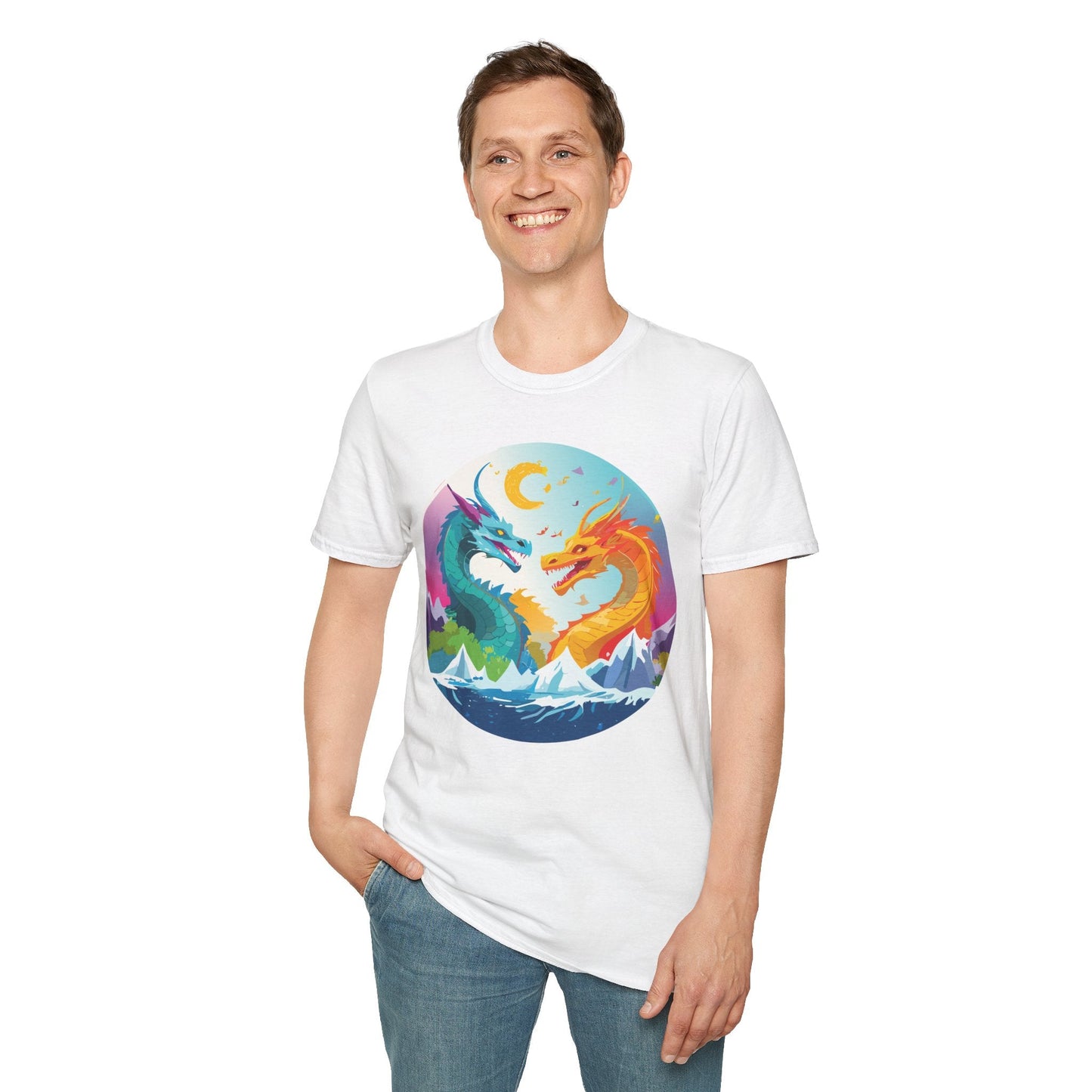 Dragon T Shirt Unisex Gildan Softstyle 64000 Tee Dragon Artwork Animal Print Shirt