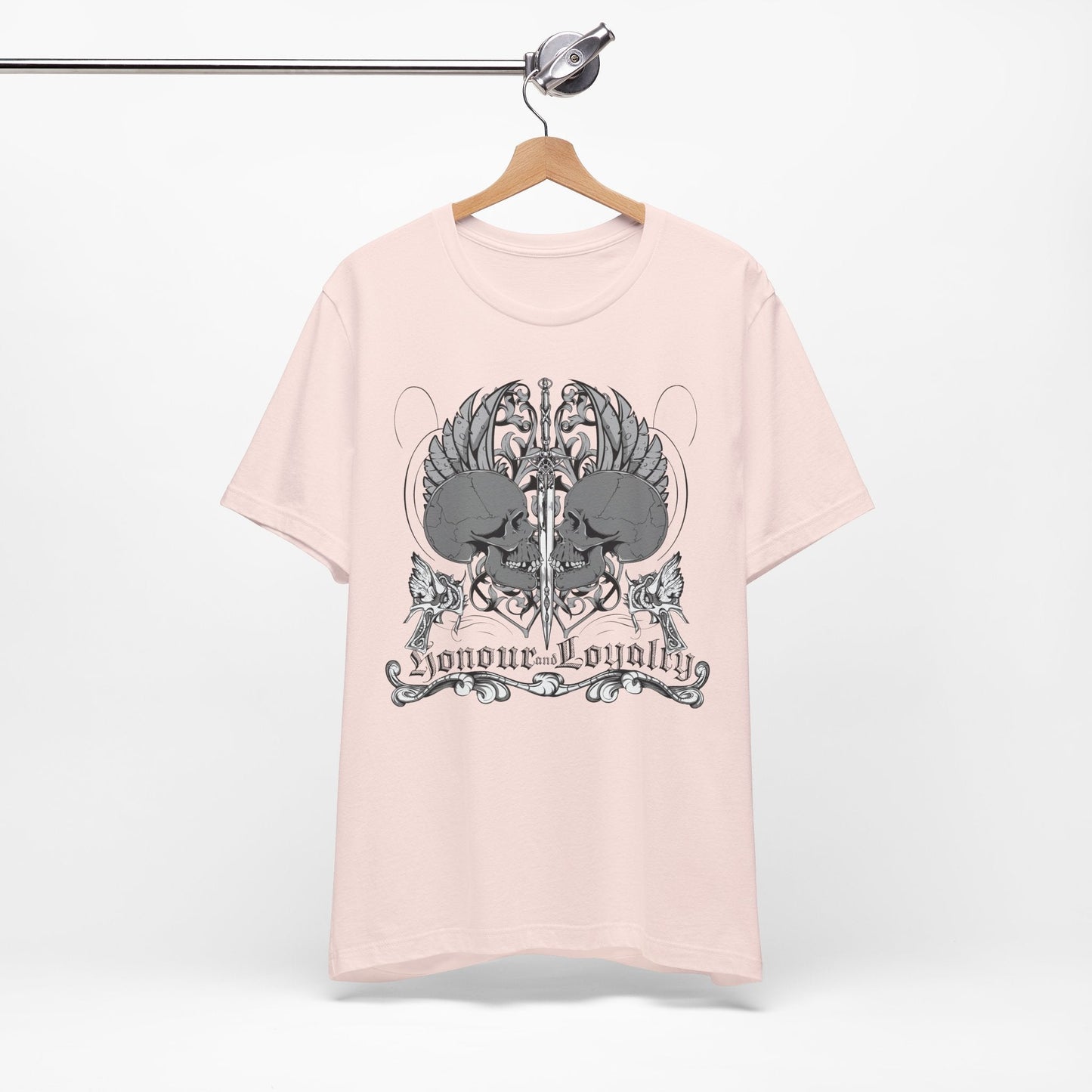 Honor Loyalty crest tee Gothic heraldry skulls wings emblem Art-48