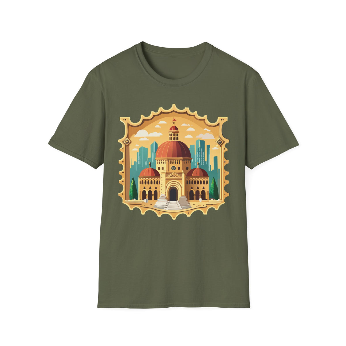 Moroccan Cityscape Tee | Dome & Minaret Illustration Graphic Tee Unisex 100 Cotton Gildan T-Shirt