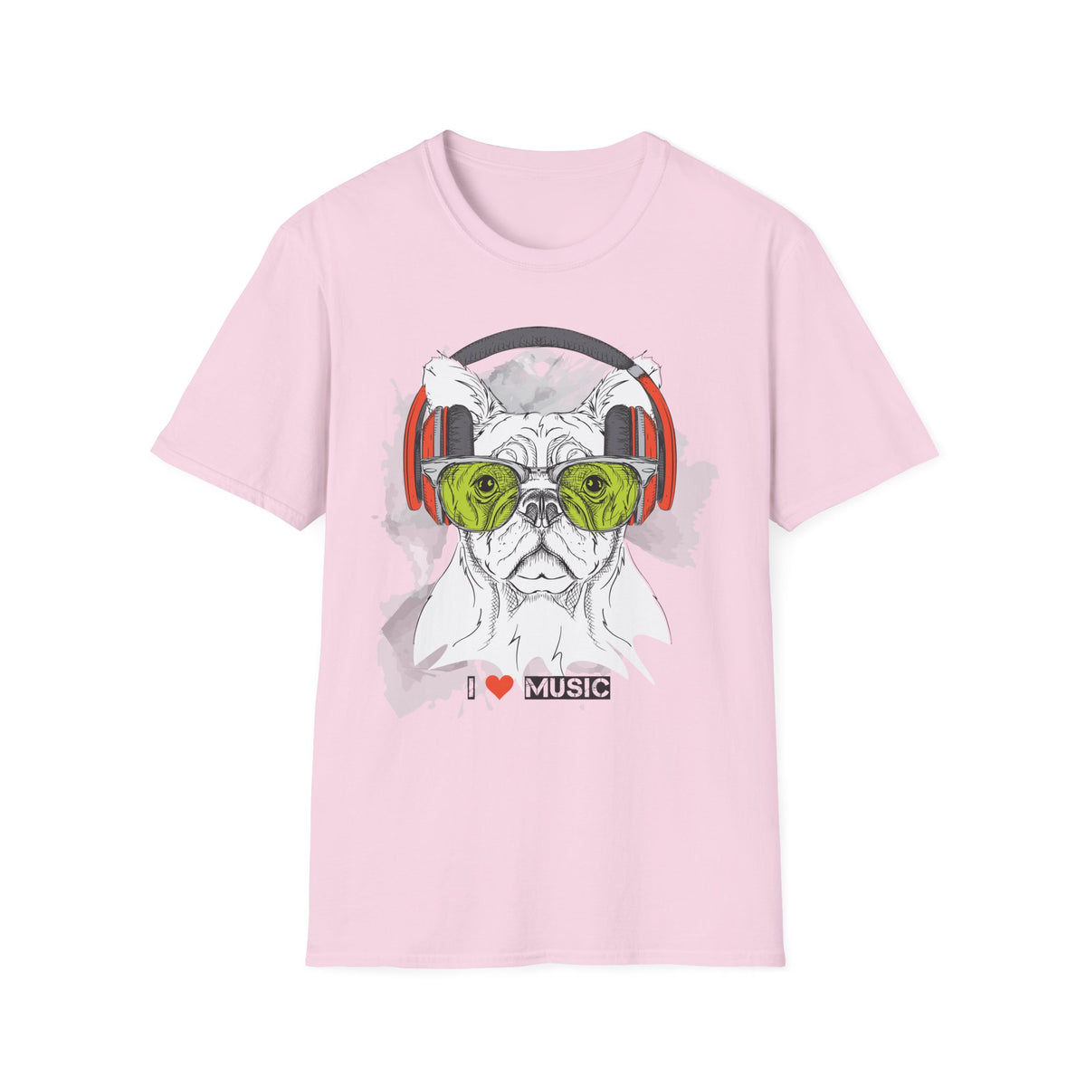 Music Lover French Bulldog T-Shirt Unisex Cotton Short Sleeves I Music Graphic Tee