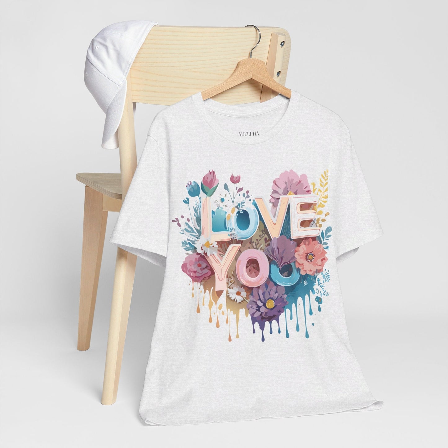 Valentine Day Graphic Unisex 100 Cotton Vintage Artwork with Love and Flower Design Tee 37
