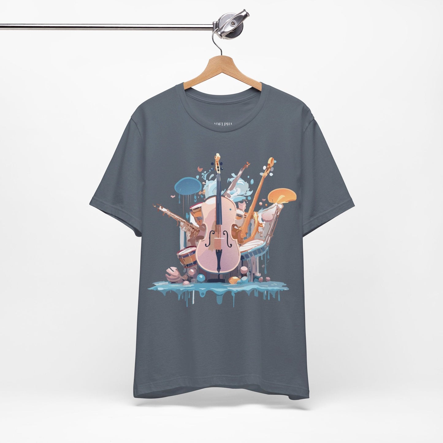 Music Graphic Unisex 100 Cotton Vintage Art with Musical Elements Tee 81