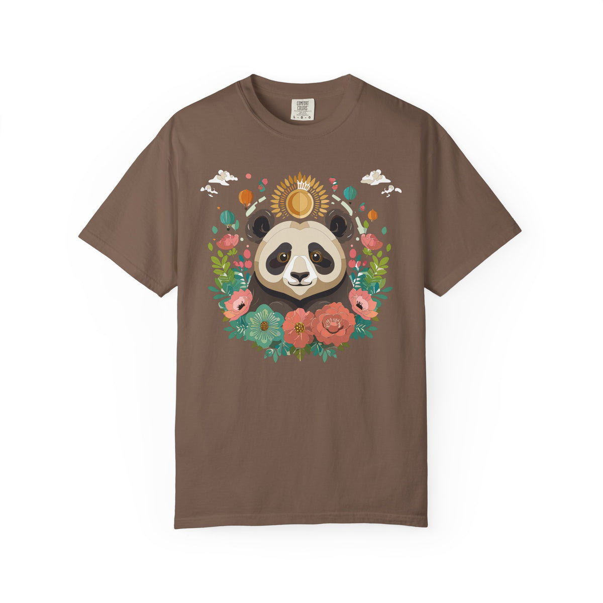 Panda Portrait T-Shirt Unisex Cotton Floral Chinese Graphic Circle Animal Art Tee p4