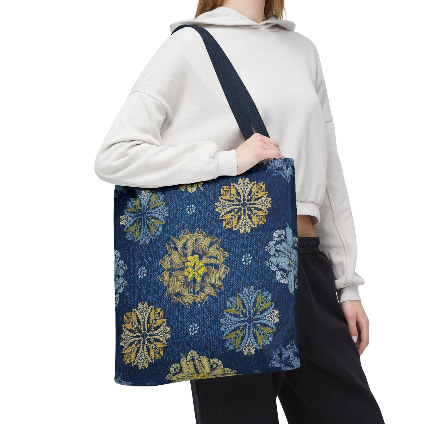 Denim Fabric Imitation Print Unisex Canvas Bag Poly Spun 3 Sizes Tote Bag 125