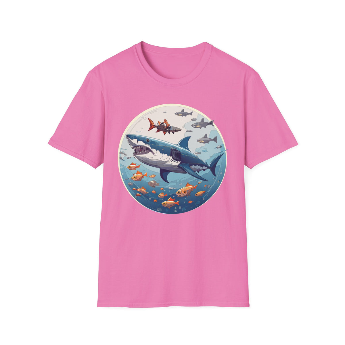 Great White Shark Circle Illustration T-Shirt | Ocean Sealife Sharks