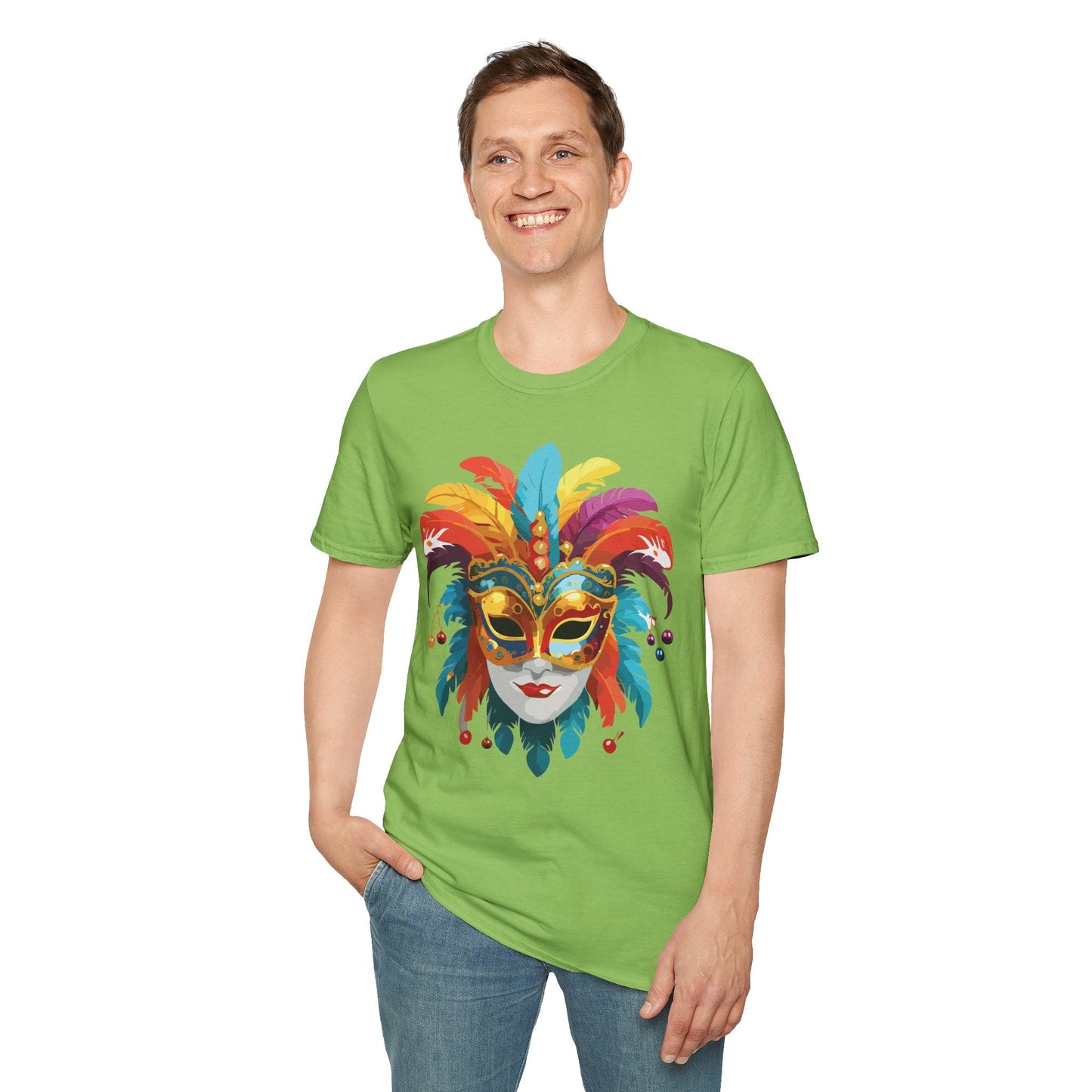 Mask Tee Shirt Unisex Masquerade Art Design Gildan Softstyle 64000 Short Sleeve Tee