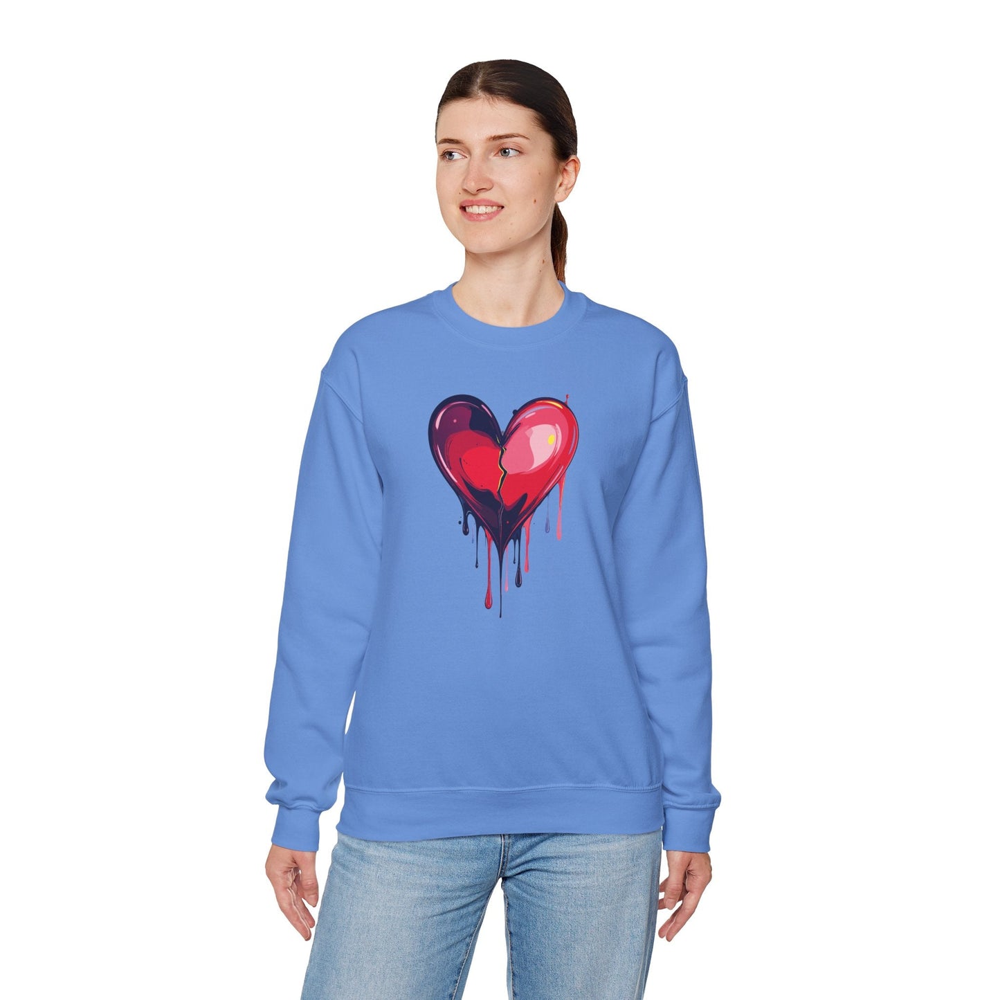 Red Heart Floral Sweatshirt Unisex Heavy Blend Crewneck Valentines Day Love Sweatshirt