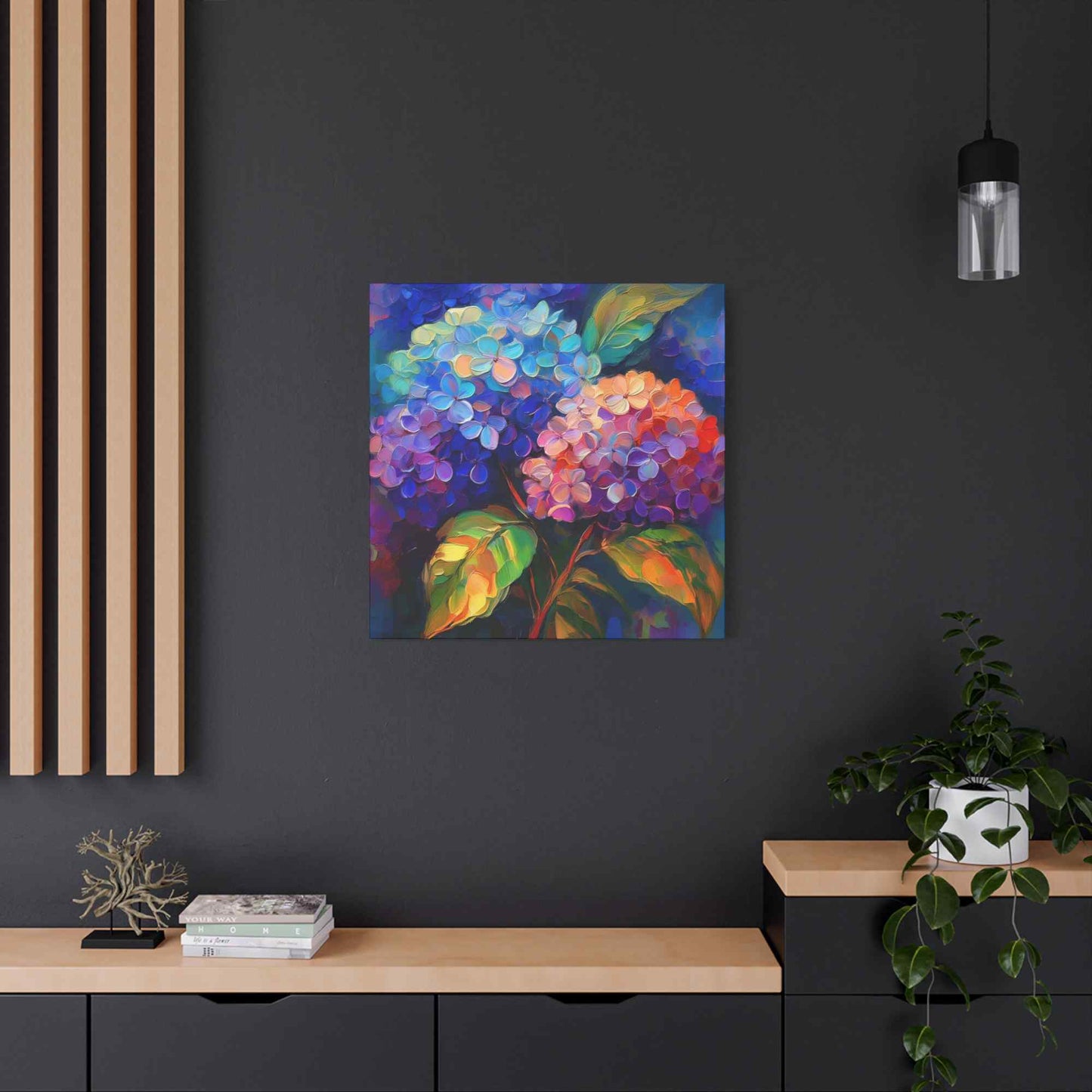 Hydrangeas Print Canvas, Flowers Oil Paint Print 20x20, 24x24, 30x30, 32x32, 36x36, Floral Art Design Print Non-Frame MC-29