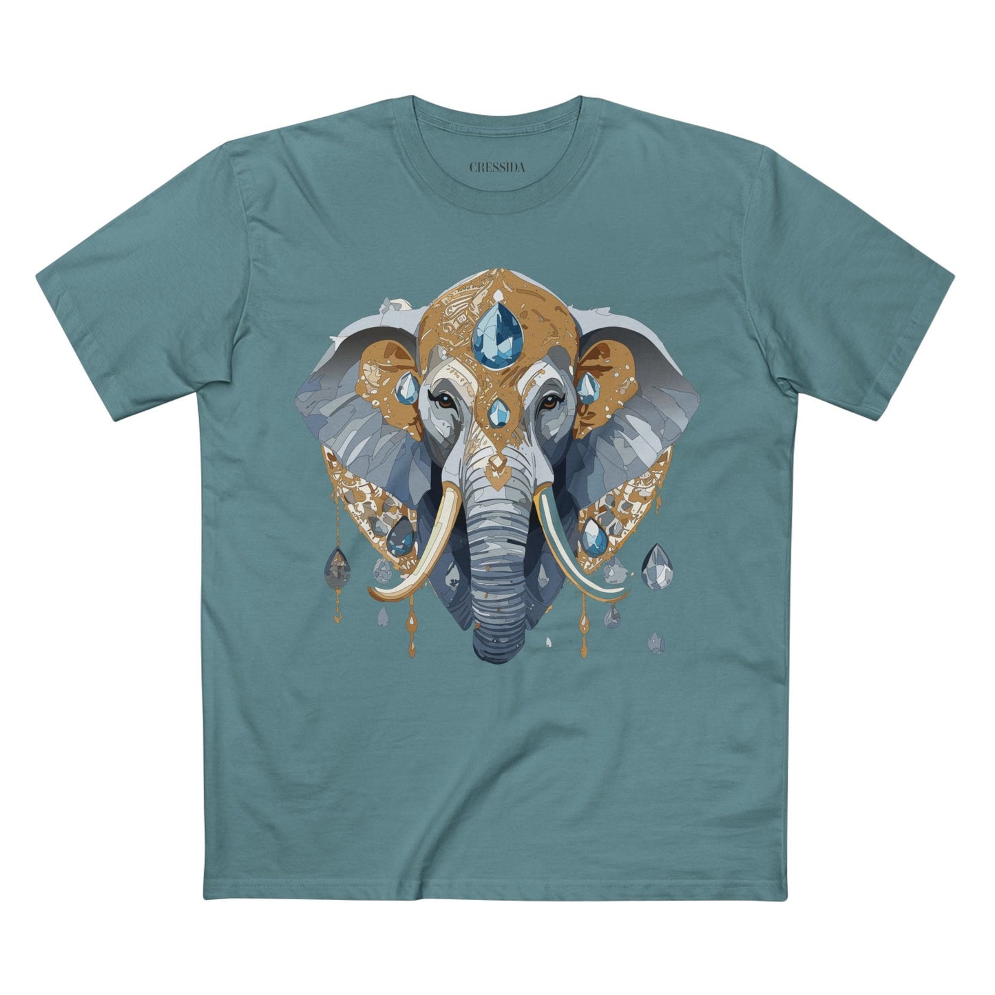 Elephant Graphic Unisex 100 Cotton Tee With Unique Animal Golden Medallion Art Design 36