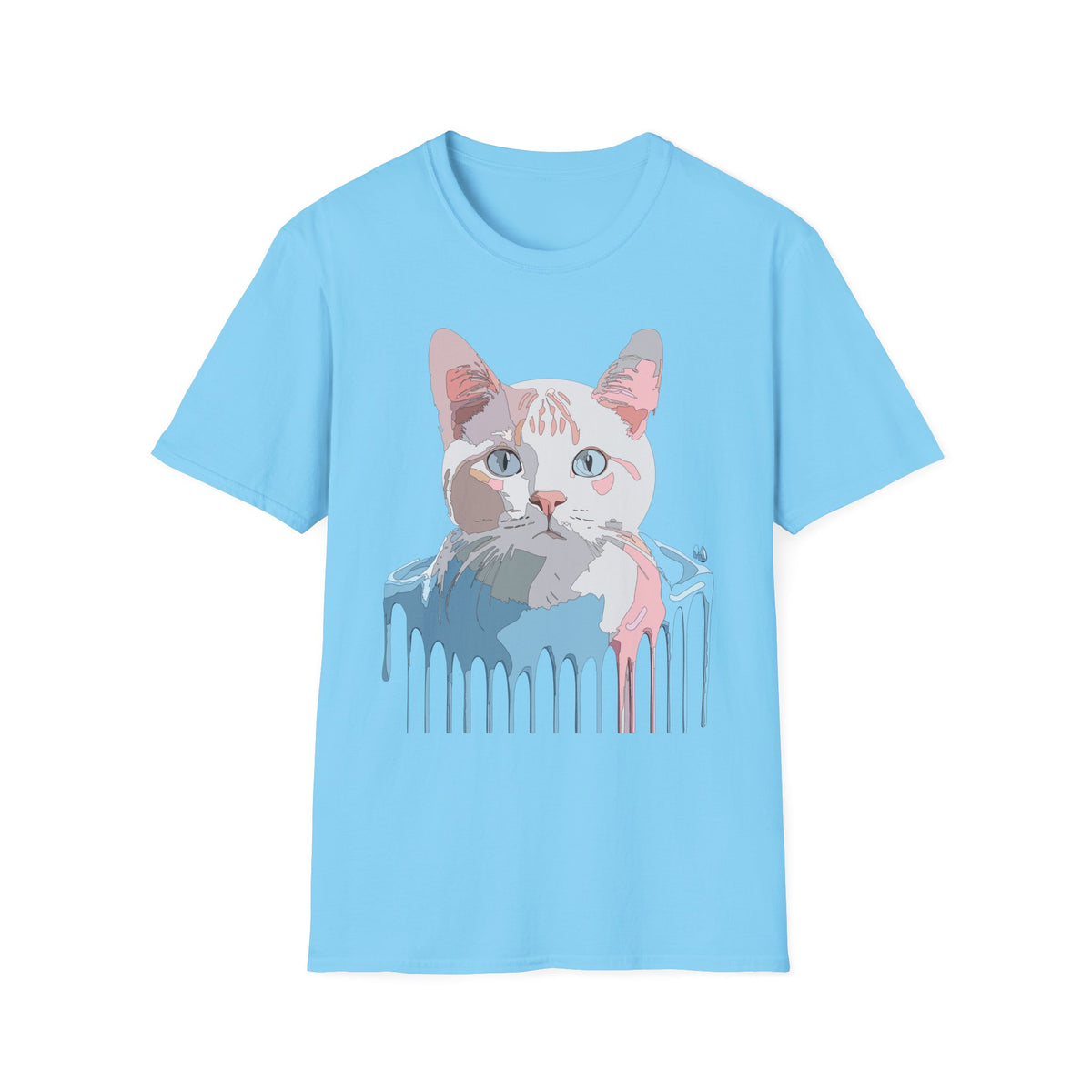 Pastel Cat Portrait T-Shirt | Watercolor Kitty Face Tee