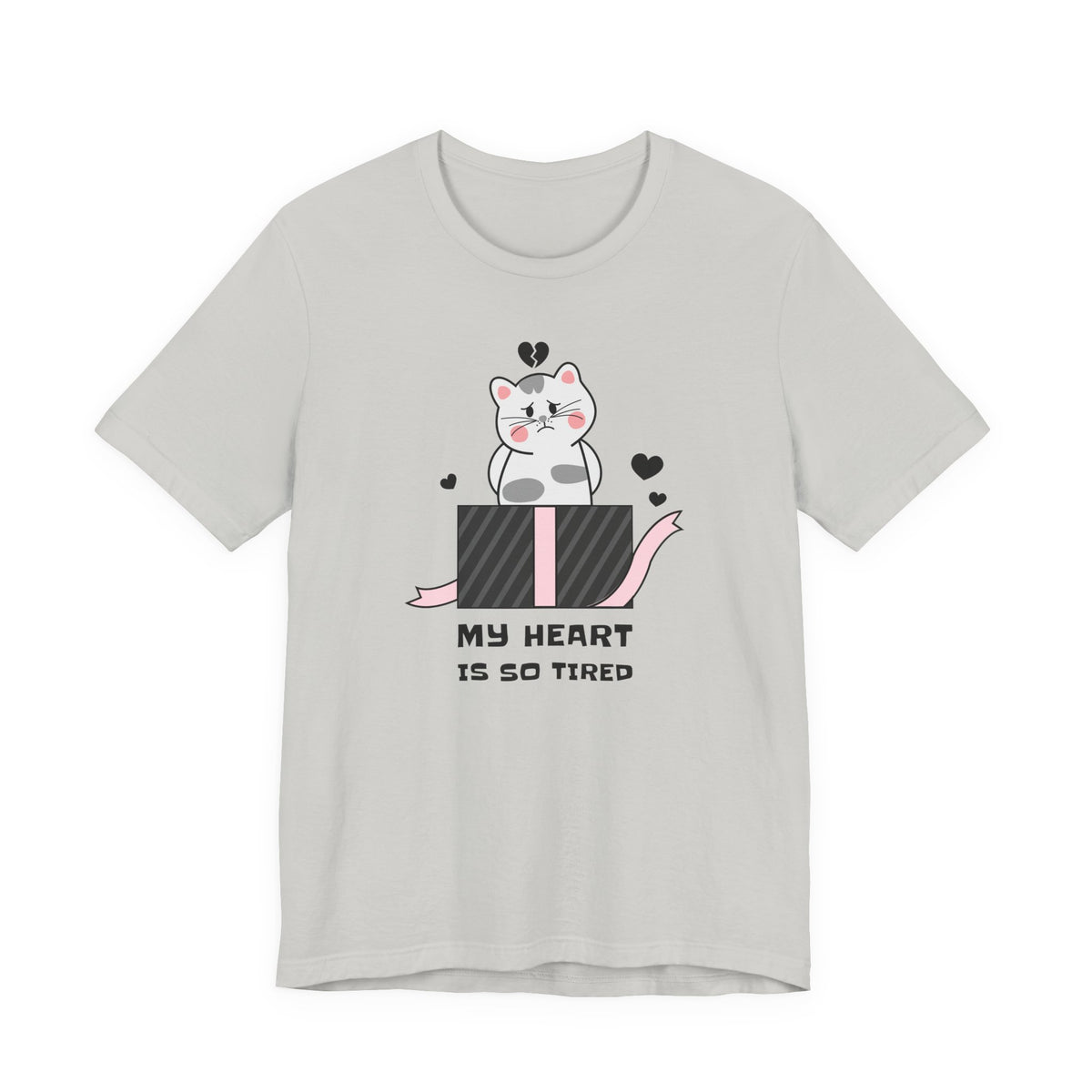 Cat Heart  Love Graphic Tee Shirt - Bella+Canvas Unisex 100 Cotton