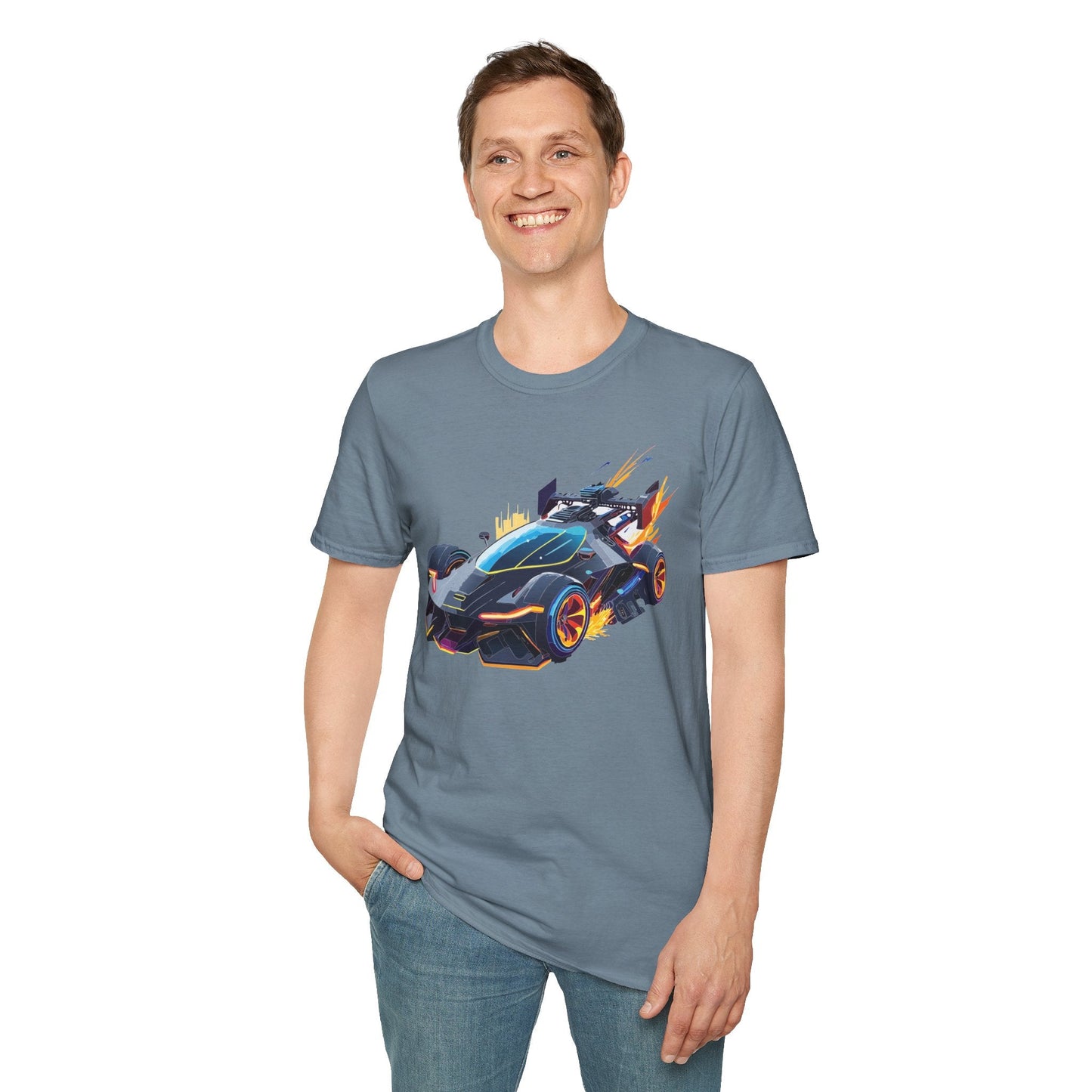 Unisex Car T Shirt With Cars Design Hot Wheels Graphic Tee Gildan Softstyle 64000