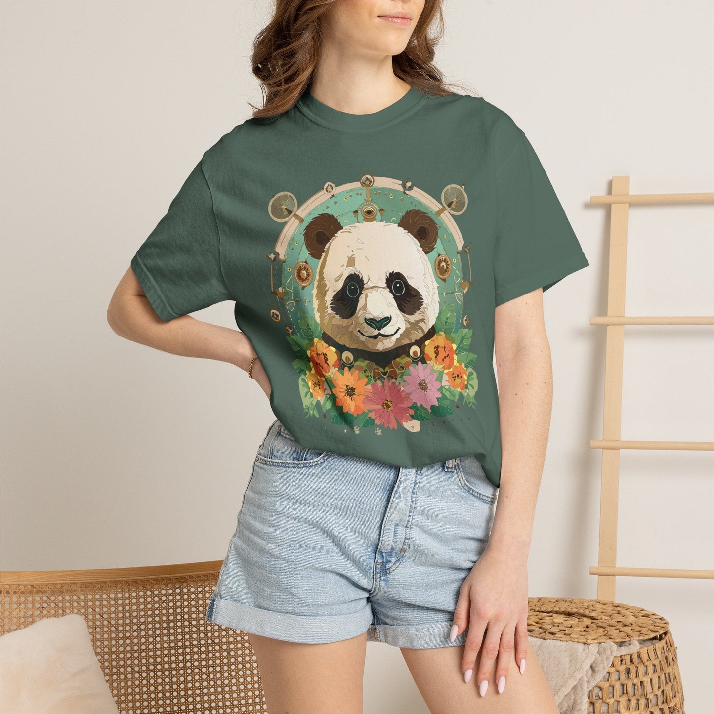 Panda Portrait Graphic T-Shirt Unisex Cotton Floral Animal Art Tee p3