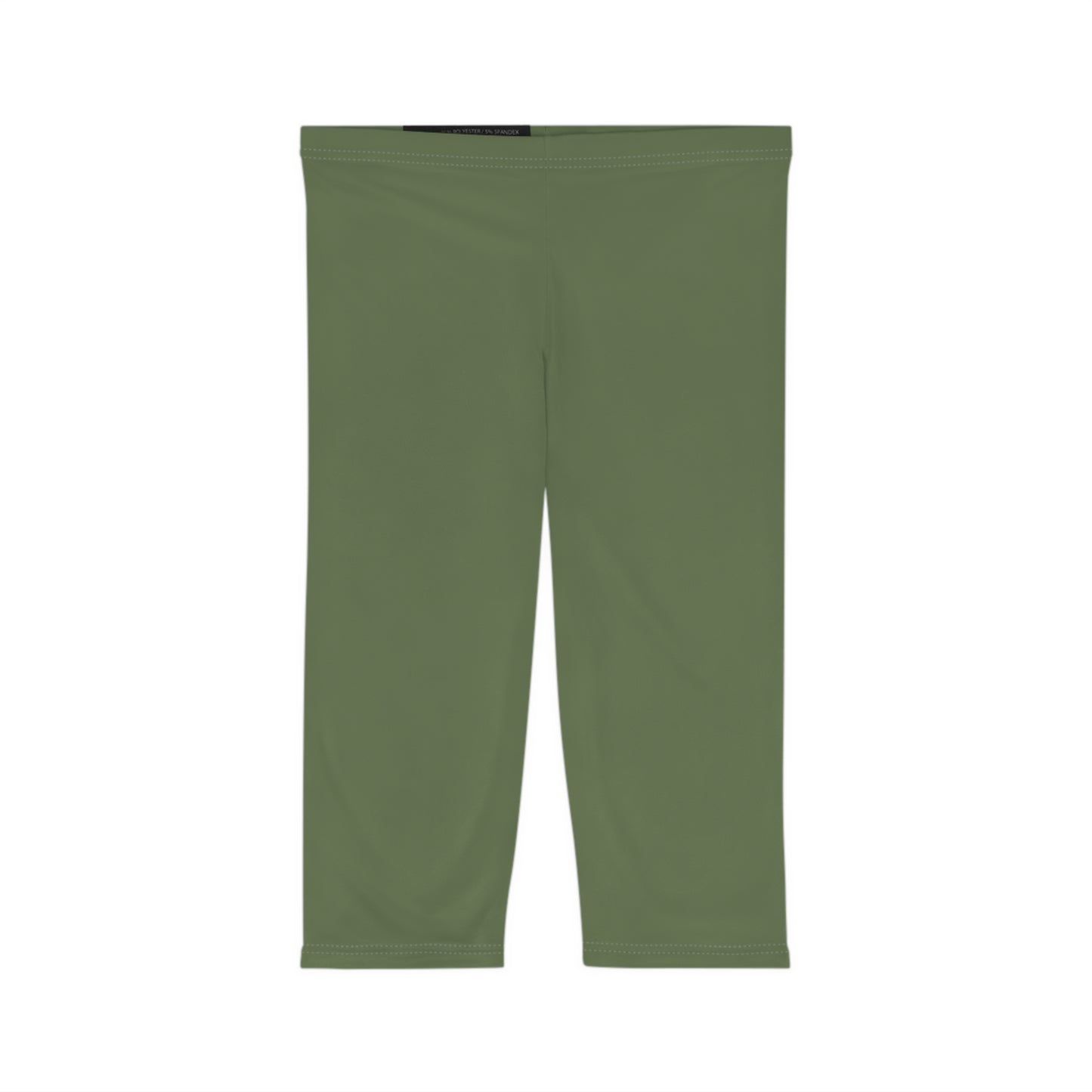 Dusty Olive Color Women's Brushed Suede Poly Span Casual Capri Leggings XS-2XL