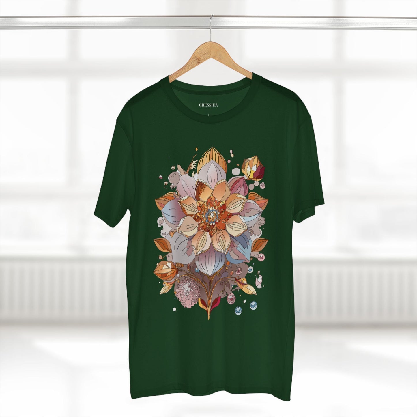 Floral Graphic T-Shirt Unisex 100 Cotton Art Design with Antique Flowers Tee 5