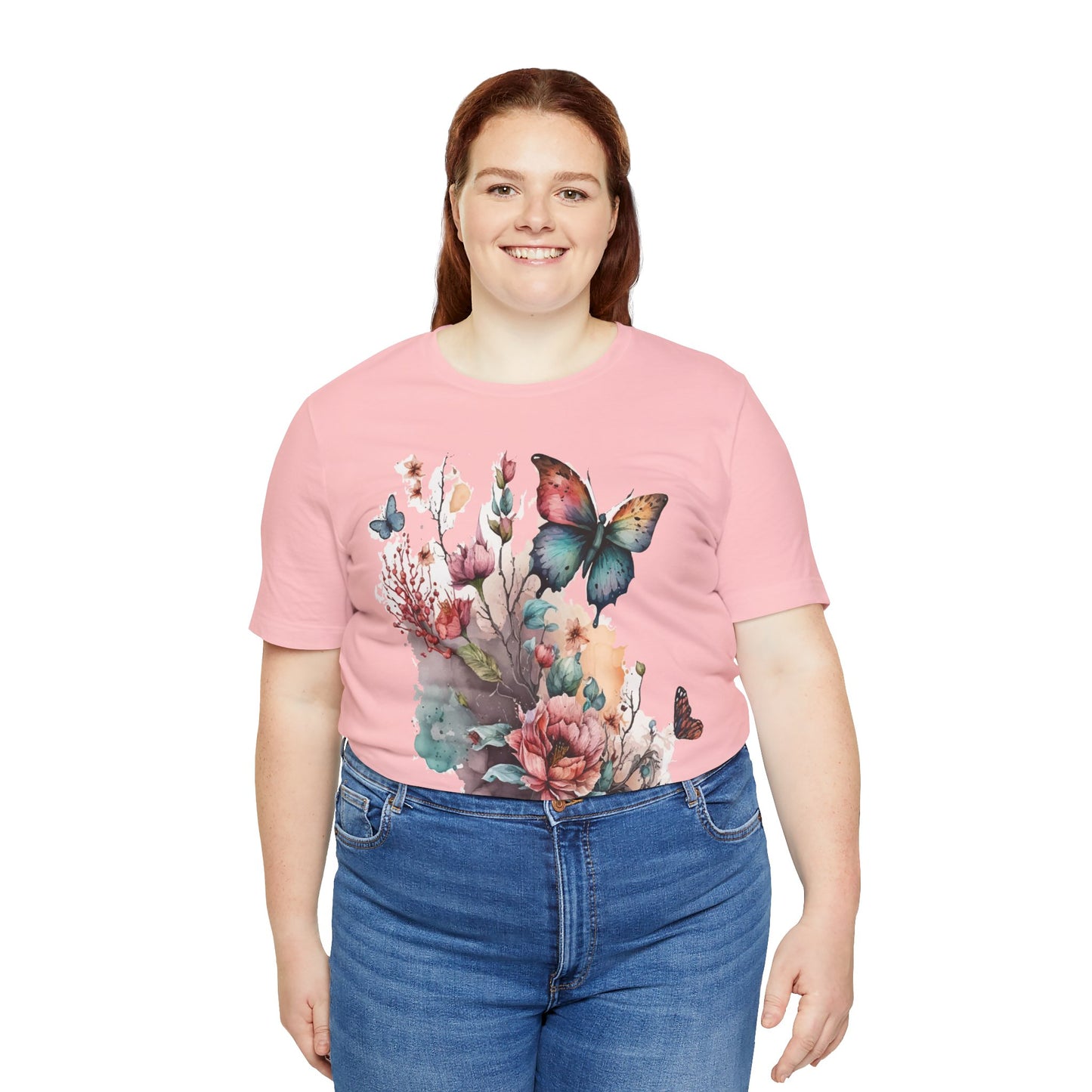 Cotton Tee Shirt with Butterfly Prints