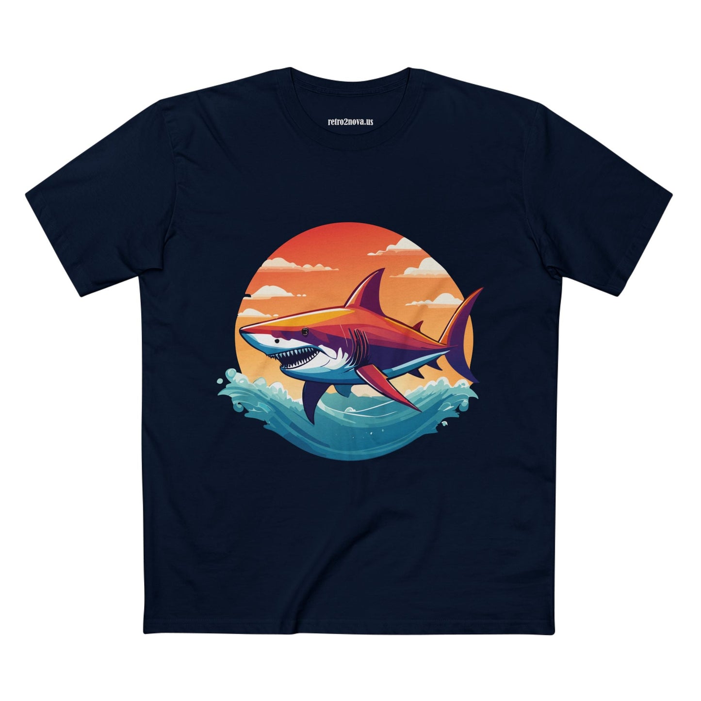 Shark Shirt Unisex Premium Cotton Tee With Original Art Design From Retro2Nova Animal Collection For Everyday Wear
