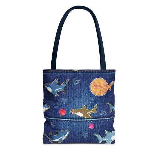 Denim Fabric Imitation Print Unisex Canvas Bag Poly Spun 3 Sizes Tote Bag 182-18