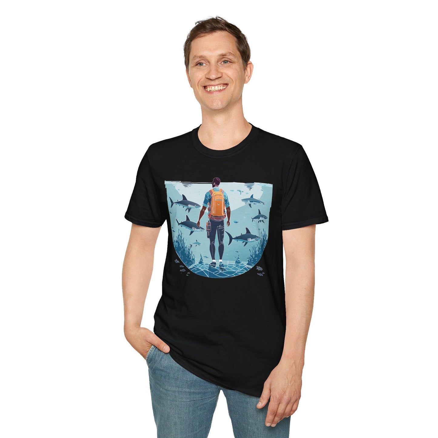 Ocean Tee Shirt Unisex Softstyle T Shirt With Ocean Art Design U Boat Theme Graphic Artwork Edition