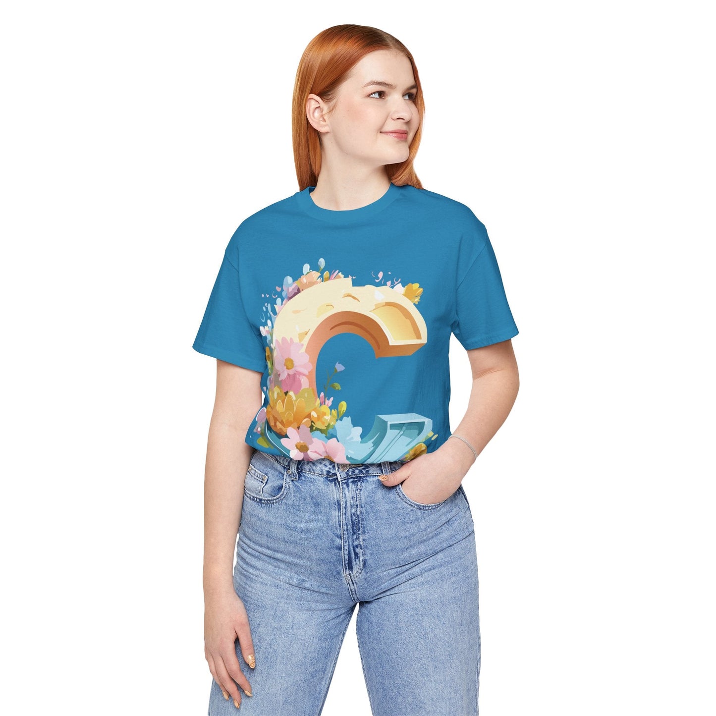 Letter C Graphic Tee Premium Unisex Vintage Art Design Shirt By Adelpha Short Sleeve