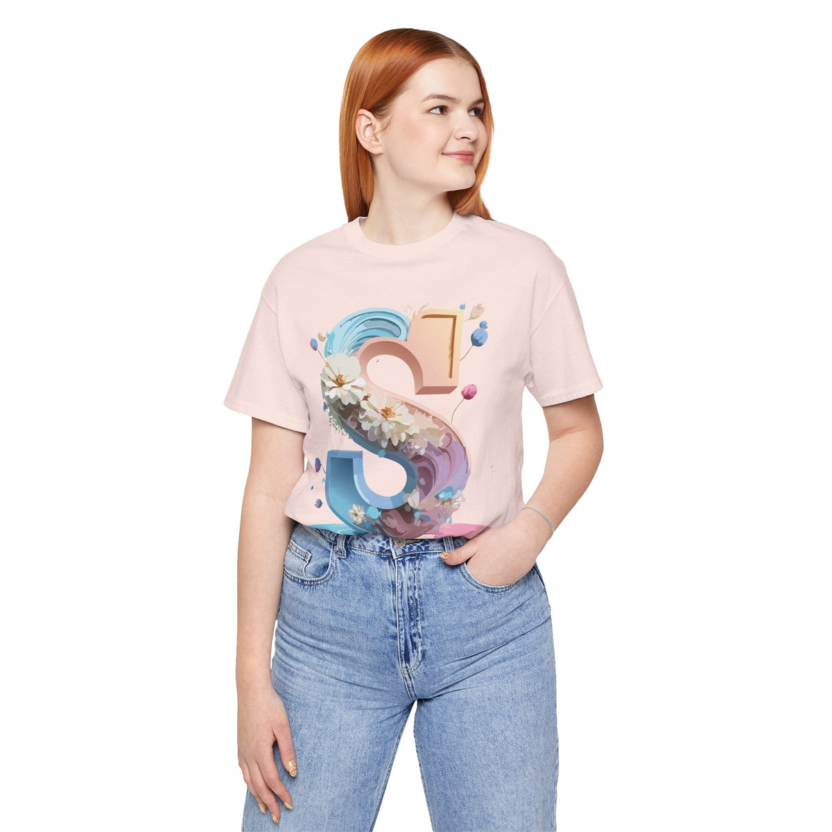 Letter S Graphic Unisex Cotton Bella+Canvas Tee with Art Letter Design