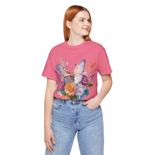 Butterfly Graphic Unisex 100 Cotton Lightweight Vintage Floral Design Jersey Tee 42