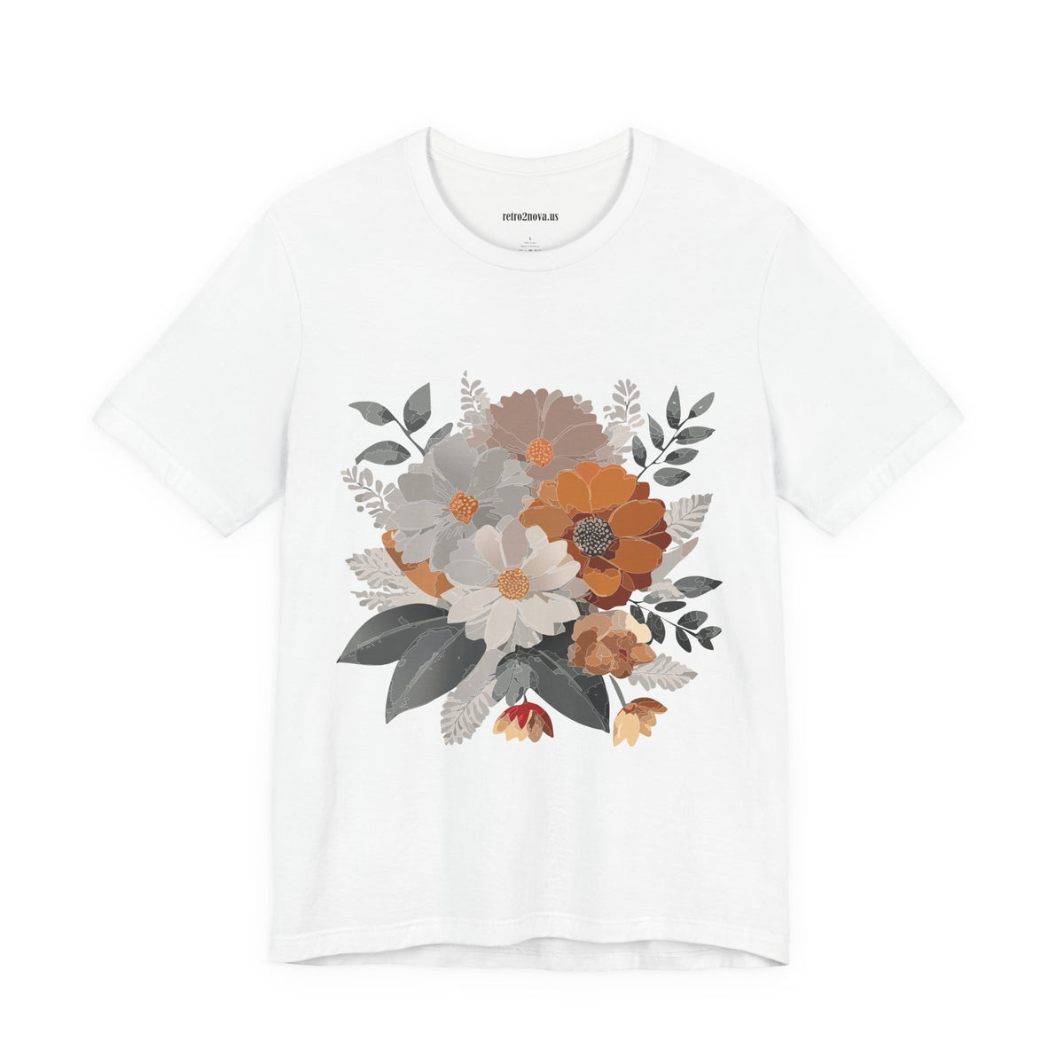 Floral Graphic Unisex Cotton Bella+Canvas Tee with Flowers Design ab12