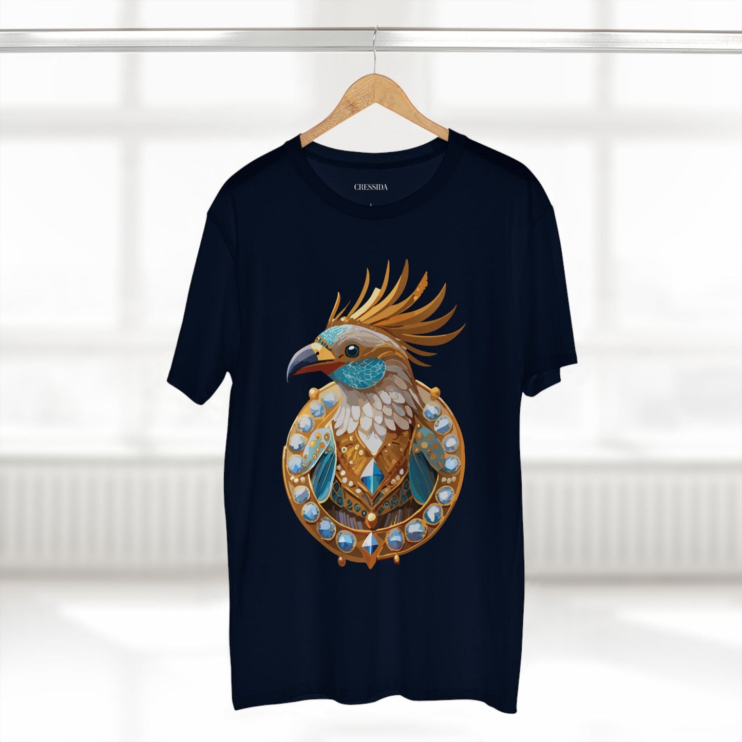 Bird Graphic Unisex 100 Cotton Tee With Unique Animal Golden Medallion Art Design 23