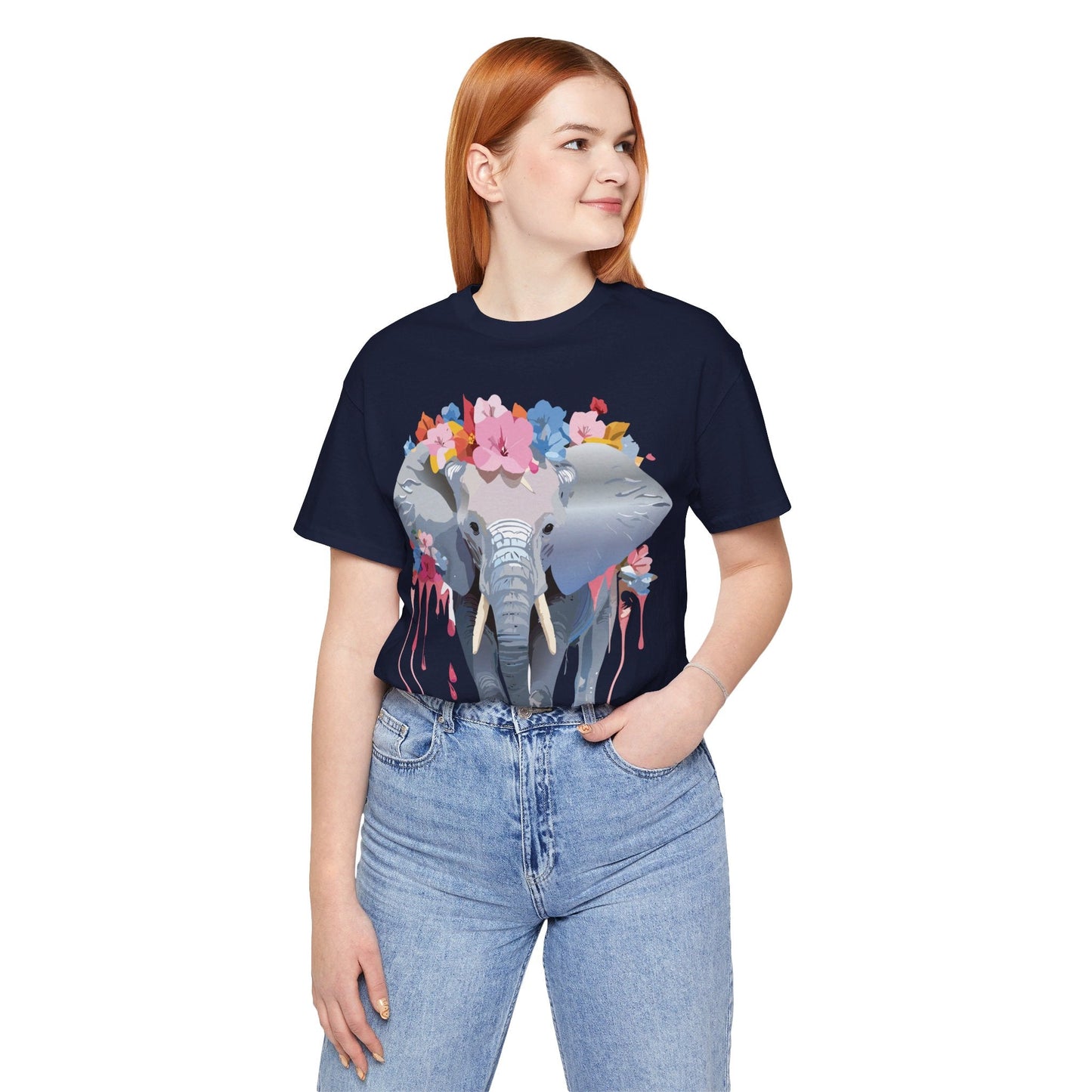 Elephant Graphic Unisex 100 Cotton Jersey Vintage Art Design Tee 6