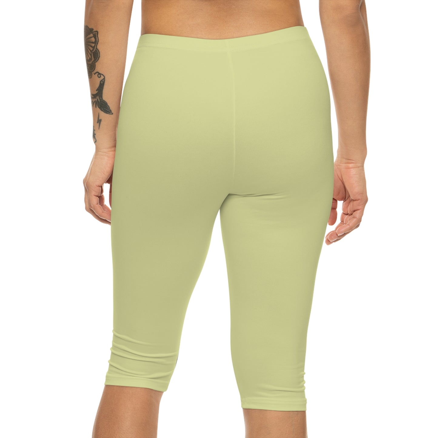 Spring Yellow Color Women's Brushed Suede Poly Span Casual Capri Leggings XS-2XL