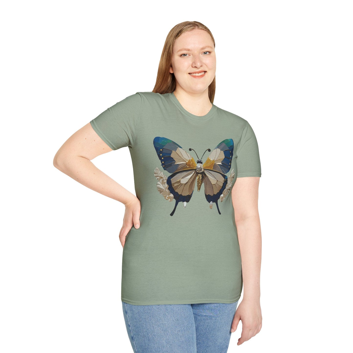 Butterfly Themed Unisex T Shirt With Monarch Design Gildan Softstyle 64000 Premium Ring Spun Cotton
