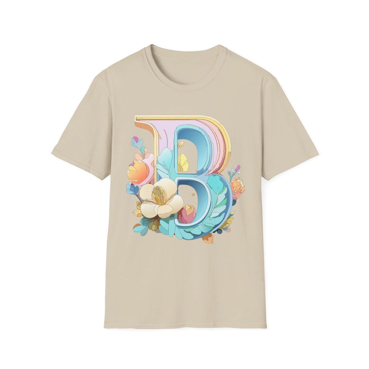 Floral Letter B T-Shirt | Botanical Monogram Tee