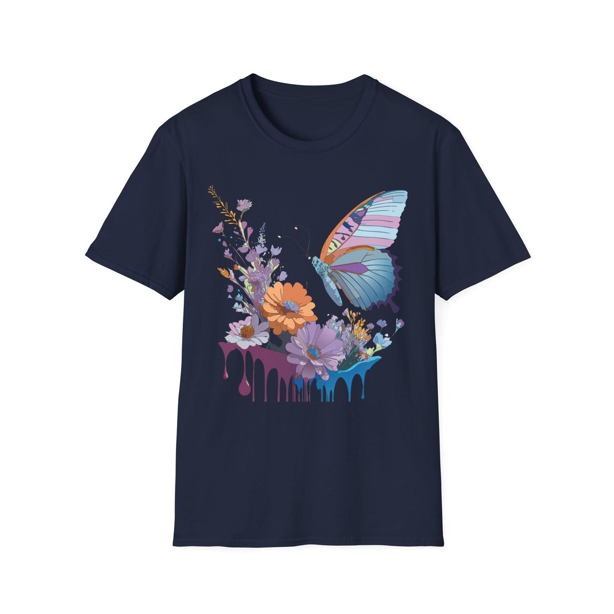 Butterfly Floral Graphic Design Unisex 100 Cotton Gildan T-Shirt