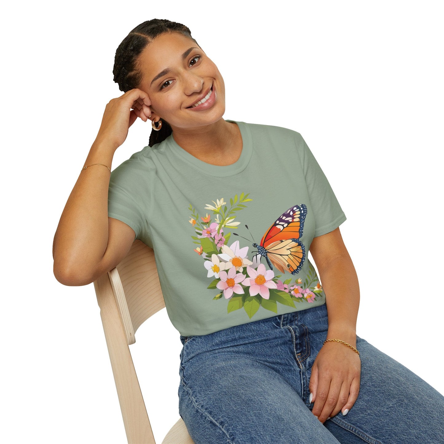 Monarch Butterfly T Shirt Unisex Softstyle Gildan 64000 100 Percent Cotton Tee Breathable
