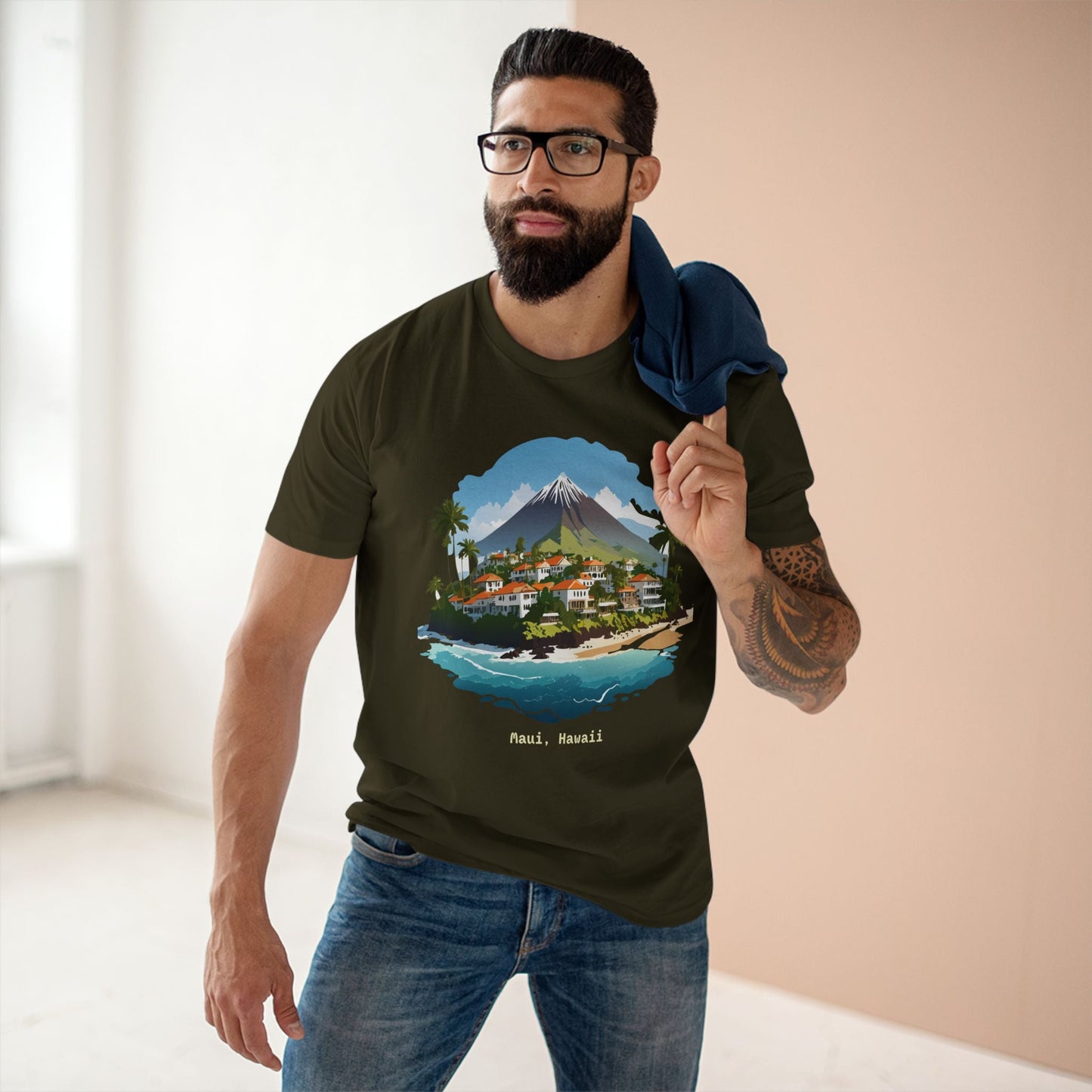 Retro2Nova Travel Shirt Unisex Premium Cotton Tee With Original Hawaii Art Design Art Collection