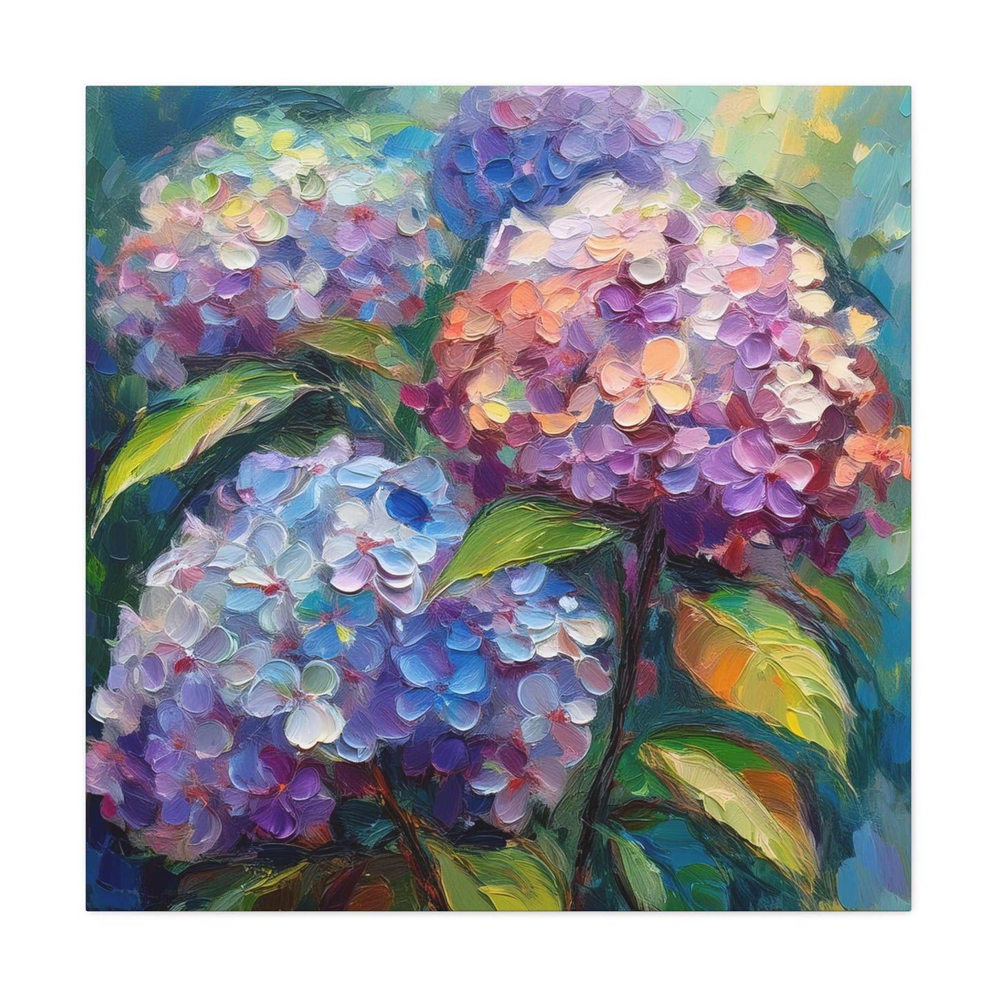 Hydrangeas Print Canvas, Flowers Oil Paint Print 20x20, 24x24, 30x30, 32x32, 36x36, Floral Art Design Print Non-Frame MC-27