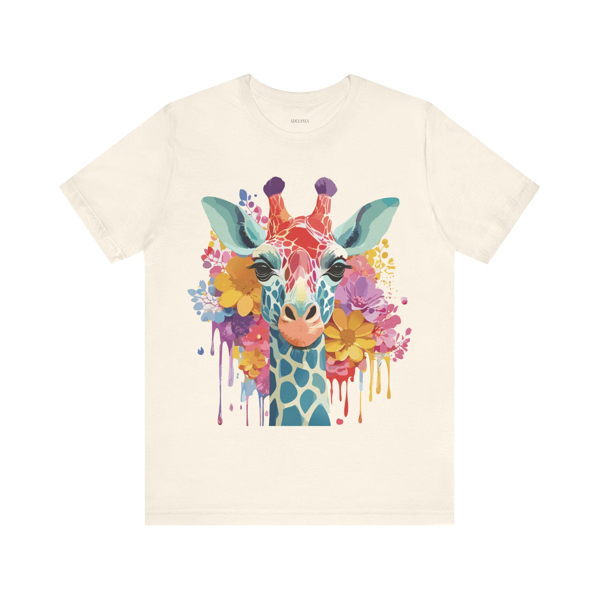 Giraffe Graphic Unisex Cotton Bella+Canvas Tee with Art Animal Design e17