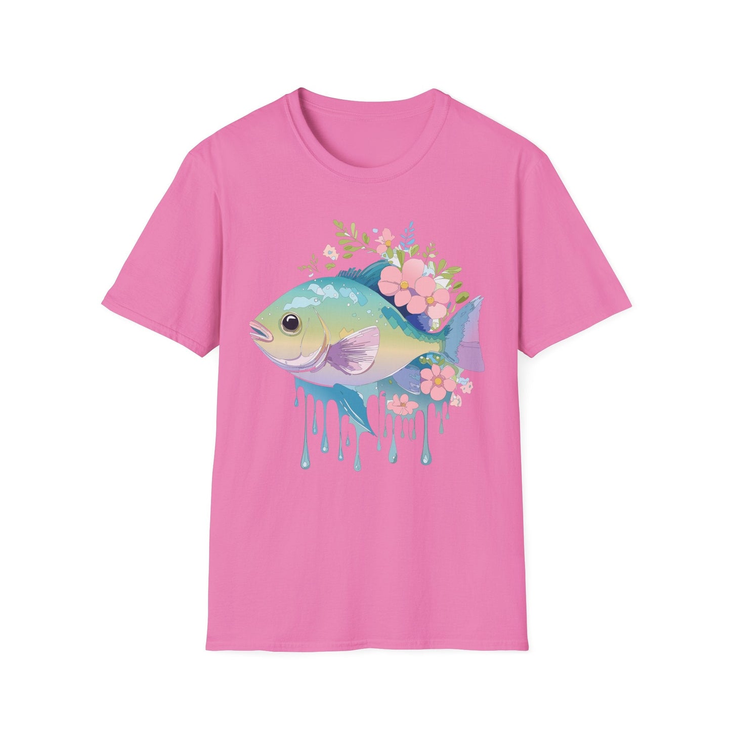 Fish Art Graphic Tee Unisex Gildan Softstyle 64000 100 Percent Ring Spun Cotton Comfortable Tee