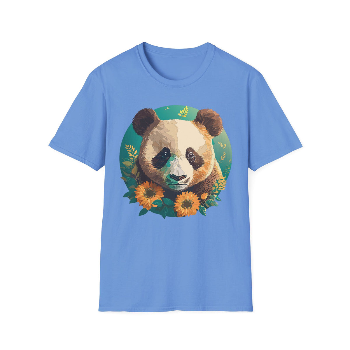 Panda Face with Sunflowers T-Shirt | Cute Floral Bear Graphic