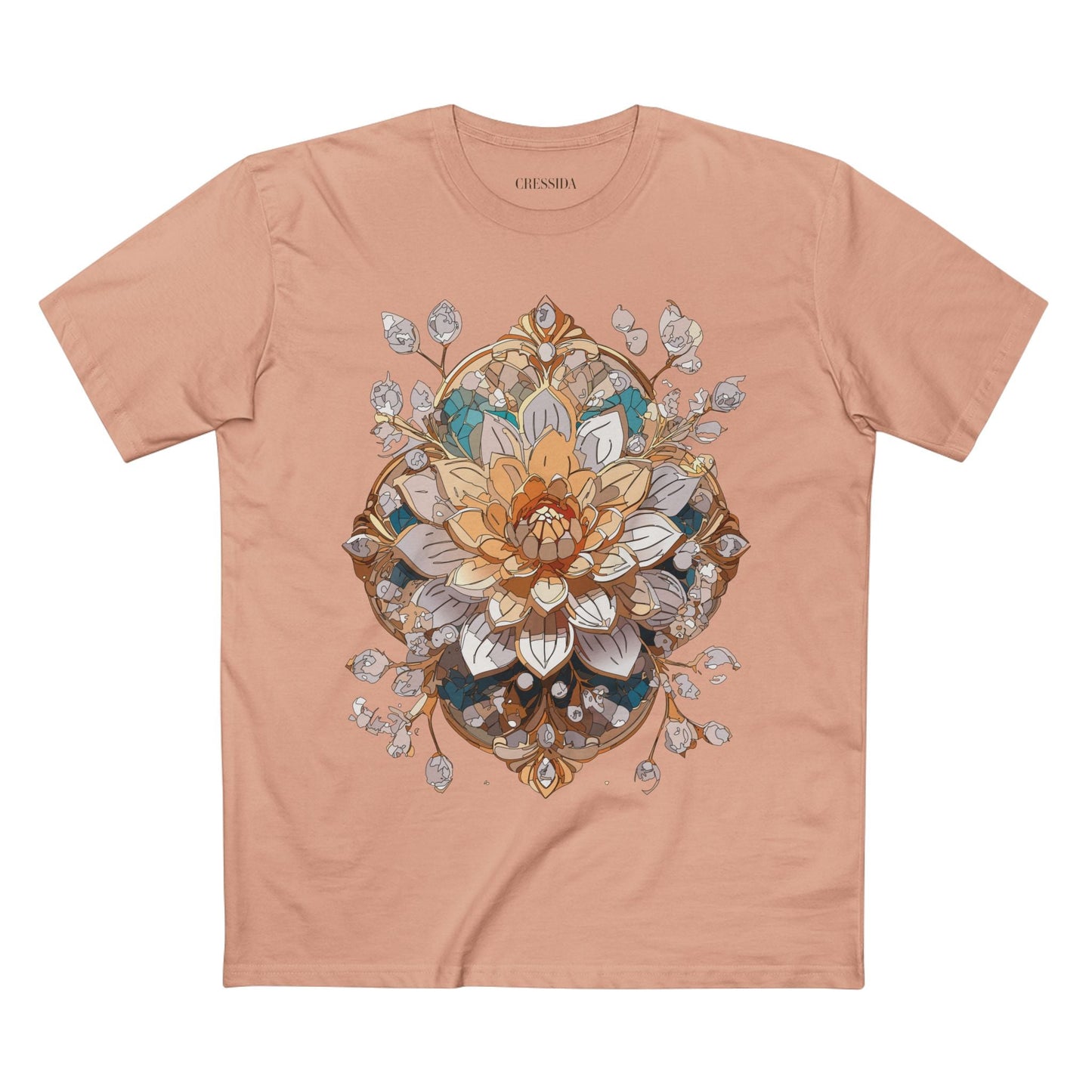 Floral Graphic T-Shirt Unisex 100 Cotton Art Design with Antique Flowers Tee 14