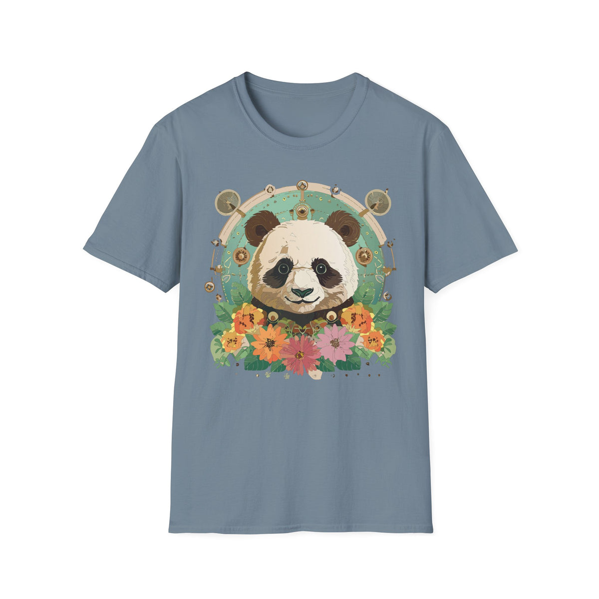 Floral Panda Portrait T-Shirt | Cute Panda Face Tee