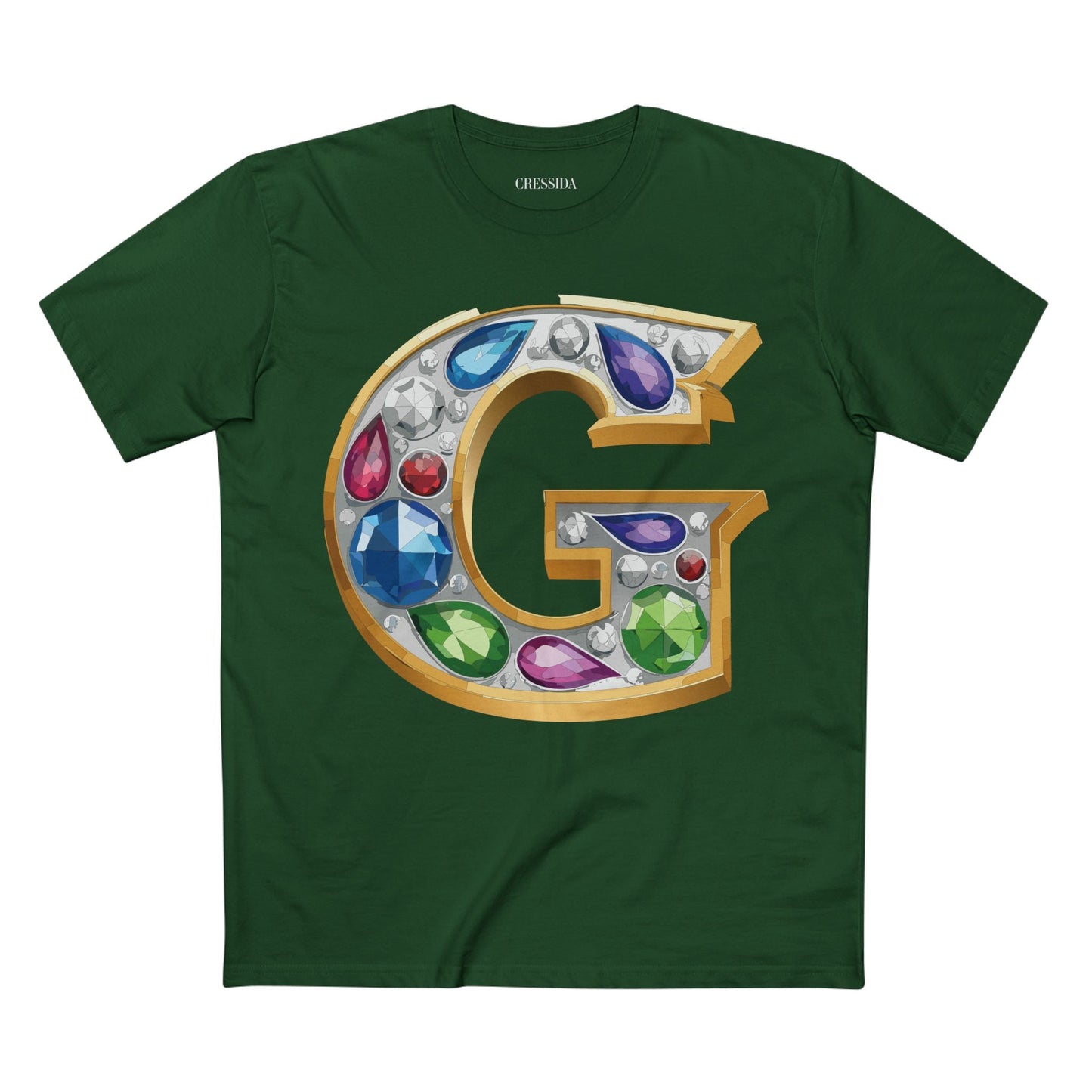 Letter G Graphic Design Tee Unisex 100 Cotton With Antique Gold Letters Artwork T-Shirt
