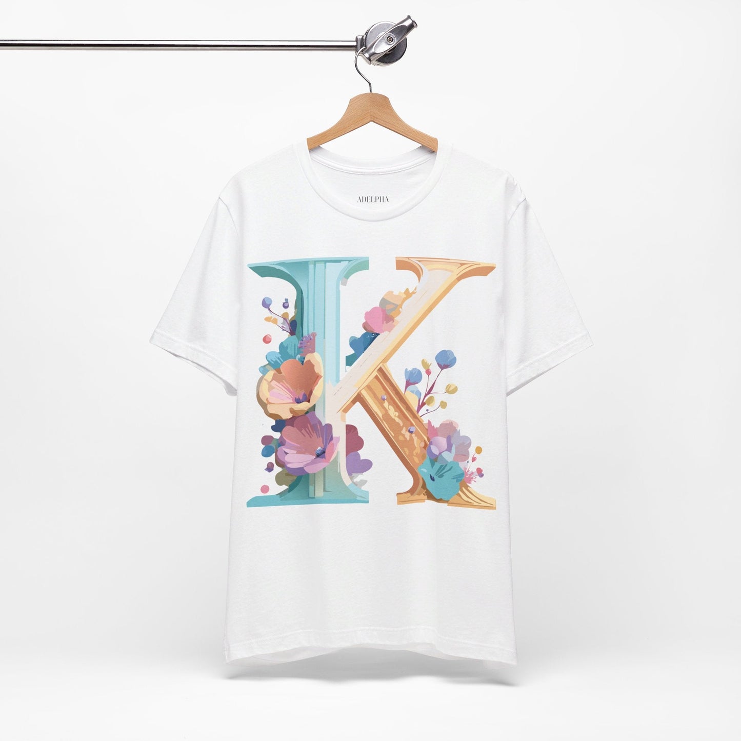 Letter K Graphic Tee Unisex Shirt By Adelpha Vintage Art Design Short Sleeve Collection