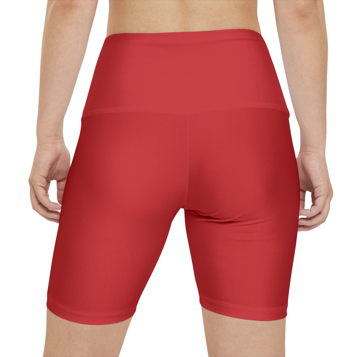 Tomato Jam Red Women's Workout Shorts — High-Waist Red Athletic Biker Shorts