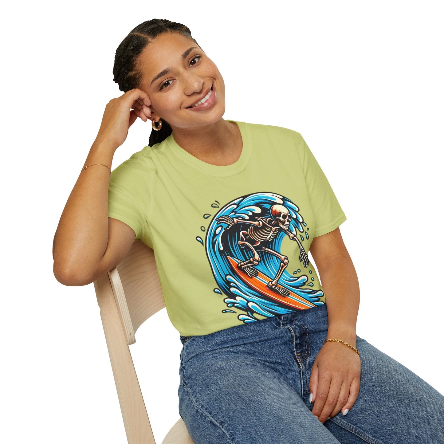 Skull Tee Shirt With Skeleton Art Design Unisex Gildan Softstyle 64000 Ring Spun Cotton Tee