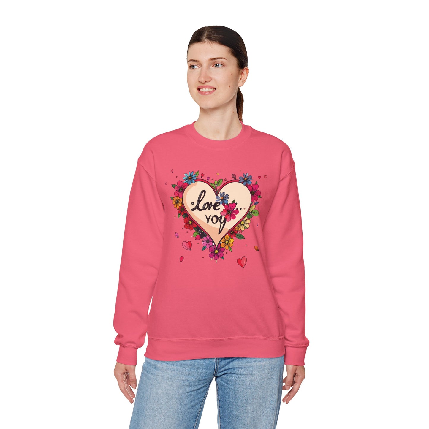 Big Heart Sweatshirt, Floral Heart Sweatshirt, Floral Love Sweatshirt, Valentine's Day Sweatshirt, Heart Floral Sweatshirt 109