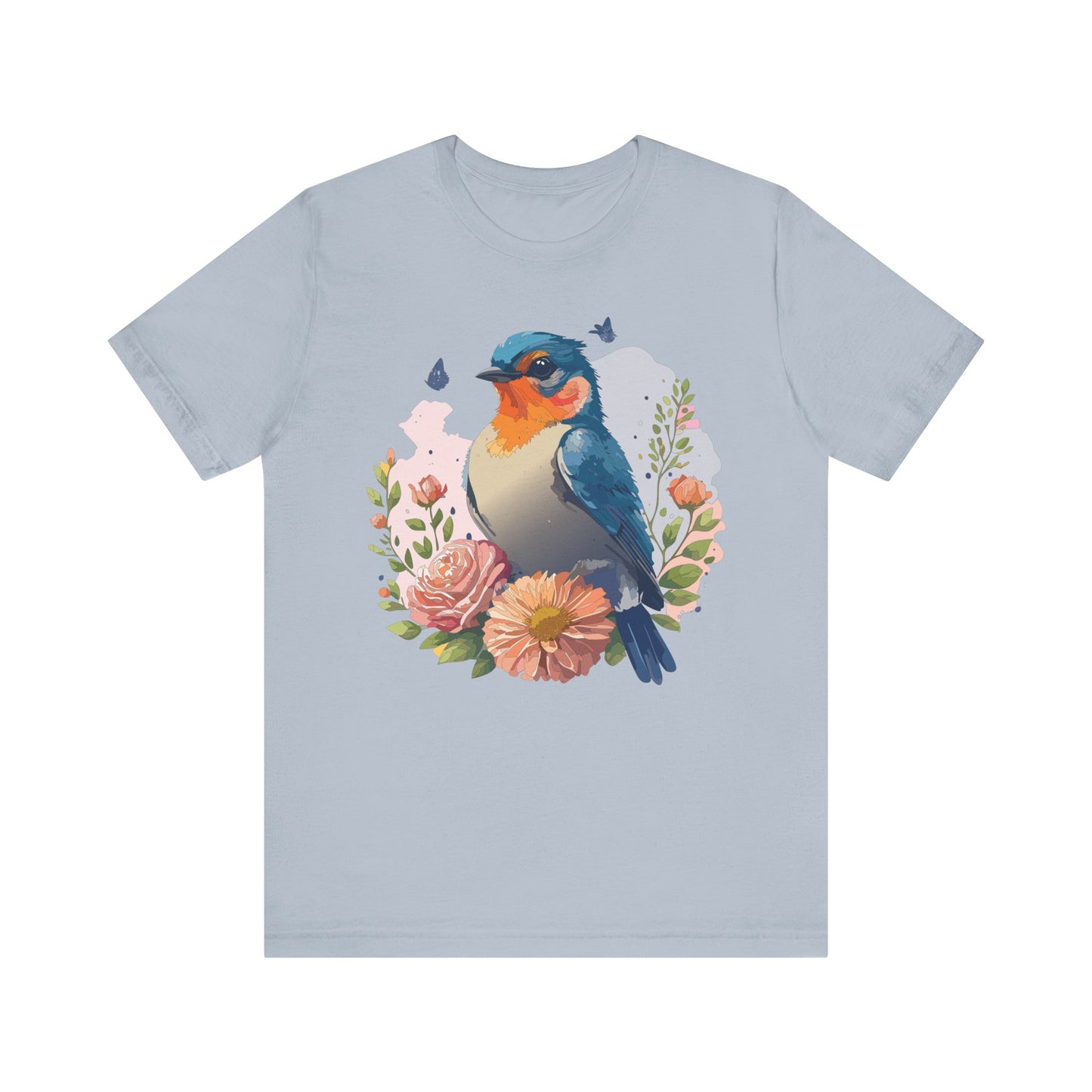 Floral Bird Tee, Animal Shirt, Bird Shirt, Floral Tee, Flower T-shirt, T-Shirt with Animal