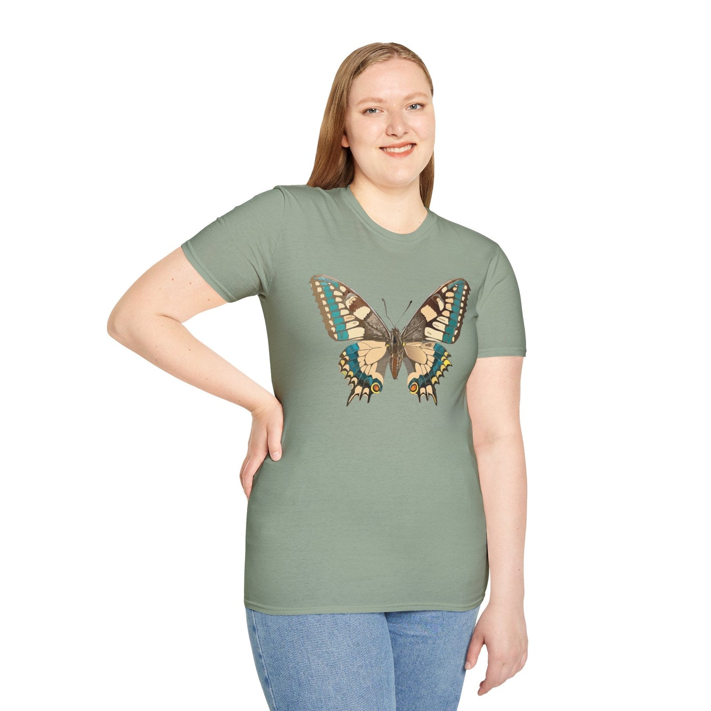 Unisex Butterfly T Shirt Softstyle 64000 Ring Spun Cotton Lightweight Tee Breathable Everyday Comfort